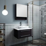 Fresca Lucera 30" Espresso Wall Hung Vessel Sink Modern Bathroom Vanity w/ Medicine Cabinet 