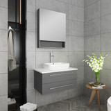 Fresca Lucera 30" Gray Wall Hung Vessel Sink Modern Bathroom Vanity w/ Medicine Cabinet 