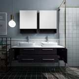 60" Espresso Wall Hung Double Vessel Sink Vanity w/ Medicine Cabinets FVN6160ES-VSL-D 03