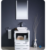 24 inch Contemporary White Bathroom Vanity w/ Vessel Sink, "Torino" by Fresca 03