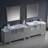 108" Gray Modern Double Sink Vanity w/ 3 Side Cabinets & Integrated Sinks FVN62-108GR-UNS 04