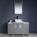 48" Gray Modern Bathroom Vanity w/ 2 Side Cabinets & Vessel Sink FVN62-122412GR-VSL 02