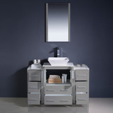 48" Gray Modern Bathroom Vanity w/ 2 Side Cabinets & Vessel Sink FVN62-122412GR-VSL 03