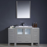 54" Gray Bathroom Vanity w/ 2 Side Cabinets & Integrated Sink FVN62-123012GR-UNS 02