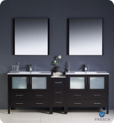 84 inch Espresso Modern Double Sink Bathroom Vanity w/ Side Cabinet & Undermount Sinks, Torino by Fresca 3