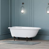 55 inch Cast Iron Rolled Rim Clawfoot Tub - Carroll With Oil rubbed bronze Feet