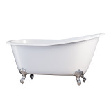 67 inch Cast Iron Slipper, Clawfoot Tub With Chrome Feet