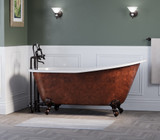 67 inch Cast Iron Slipper Clawfoot Tub WITH Faucet Holes - Clay with Copper Bronze finish and TTC463D-6 Deck Mounted Faucet in Oil Rubbed Bronze