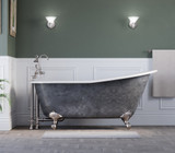 67 inch Cast Iron Slipper Clawfoot Tub WITH Faucet Holes - Clay with Scorched Platinum finish and TTC684D Deck Mounted Faucet in Brushed Nickel