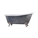 67 inch Scorched Platinum Cast Iron Slipper Clawfoot Tub - Clay