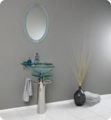 21 inch Chrome & Glass Bathroom Vanity & Mirror (Fresca FVN1019) - Ovale  