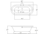 66"  Double Ended Acrylic Pedestal Tub, Majesty Spec Sheet 