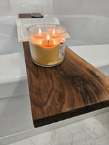 Black Walnut Live Edge Tub Caddy 30"