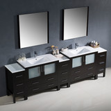 Espresso Double Sink Vanity w/ 3 Side Cabinets FVN62-108ES-UNS 02