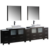 108 inch Espresso Vanity, 3 Side Cabinets, 2 Vessel Sinks - FVN62-108ES-VSL 05