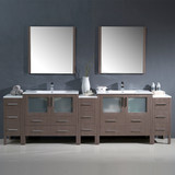 Gray Oak Dual Basin Sink 108 inch Vanity 3 Side Cabinets - FVN62-108GO-UNS 04