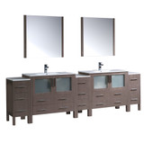 Gray Oak Dual Basin Sink 108 inch Vanity 3 Side Cabinets - FVN62-108GO-UNS 05