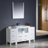 54 inch White Vanity w/ 2 Side Cabinets & Basin Sink - FVN62-123012WH-UNS 02