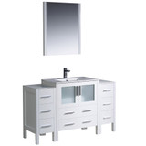 54 inch White Vanity w/ 2 Side Cabinets & Basin Sink - FVN62-123012WH-UNS 05