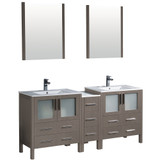 72 inch Gray Oak Double Vanity, Cabinet & Vessel Sinks - FVN62-301230GO-VSL 05