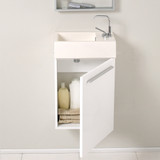 15.5 inch (FVN8002WH) White Walmount Bathroom Vanity w/ Tall Mirror