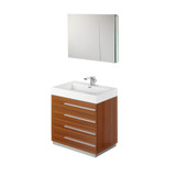 30 inch Fresca Teak Modern Bathroom Vanity w/ Medicine Cabinet FVN8030TK