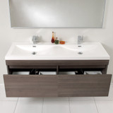 56 5/8 inch Gray Oak Wallmount Vanity w/ Wavy Long Sink - FVN8040GO 03