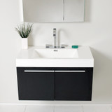 35 3/8 inch Black Wallmount Single Basin Vanity/Medicine Cabinet - FVN8090BW 03