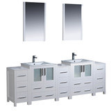 Modern 84 inch White Double Basin Sink  Vanity 3 Sides - FVN62-72WH-UNS 04