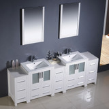 Modern 84 inch White Double Basin Sink  Vanity 3 Sides - FVN62-72WH-UNS 05