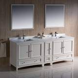 Antique White Traditional Dual Sink 84 inch Vanity - FVN20-361236AW 79