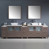 Gray Oak 108 inch Two Vessel Sink Vanity & 3 Side Cabinets- FVN62-108GO-VSL 67