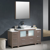 60 inch Gray Oak Vanity w/ 2 Side Cabinets & Vessel Sink - FVN62-123612GO-VSL 02