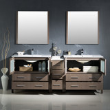 Gray Oak Double Basin Sink 84 inch Vanity & Side Cabinet - FVN62-361236GO-UNS 03