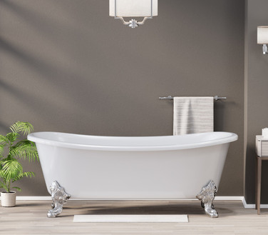 MILLIE ACRYLIC CONTEMPORARY DOUBLE SLIPPER TUB - NO FAUCET DRILLING