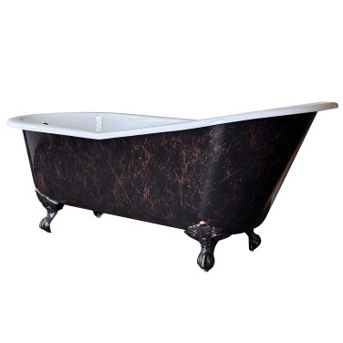67" Single Slipper Cast Iron Clawfoot bathtub with New Artisan finish - Copper Marble