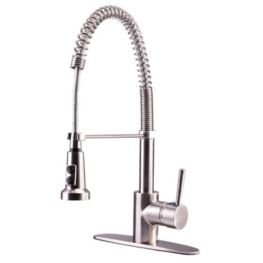 "Euro Collection" Single-Handle Kitchen Faucet With Spring Spout, Stainless steel