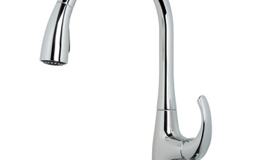 Single-Handle Kitchen Faucet With Pull-Down Spray, Stainless Steele- UF13803 01