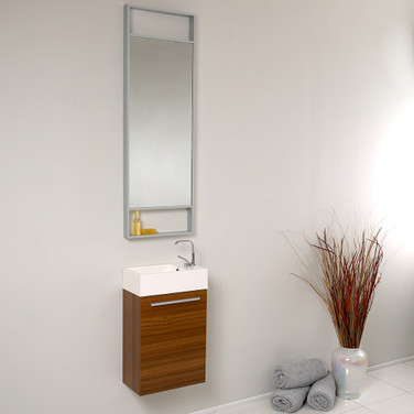 15.5 inch Wallmount Teak Modern Bathroom Vanity & Mirror - FVN8002TK