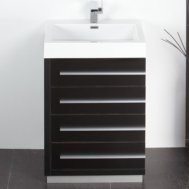23.38 inches Black Modern Bathroom Vanity w/ Medicine Cabinet (FVN8024BW) 01