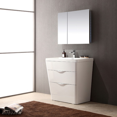 31.5 inch White Single Basin Sink Vanity & Medicine Cabinet - FVN8532WH 01