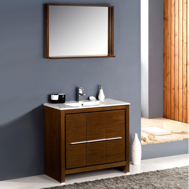 Wenge Brown Modern Bathroom Vanity w/ Mirror - FVN8136WG 01