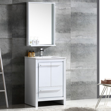 24 inch White Modern Bathroom Vanity w/ Mirror  41