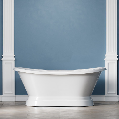 72 inch Cast Iron Pedestal Double Slipper Tub - Benton With NO Faucet Holes