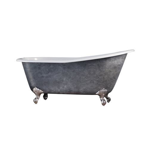 67 inch Scorched Platinum Cast Iron Slipper Clawfoot Tub - Clay