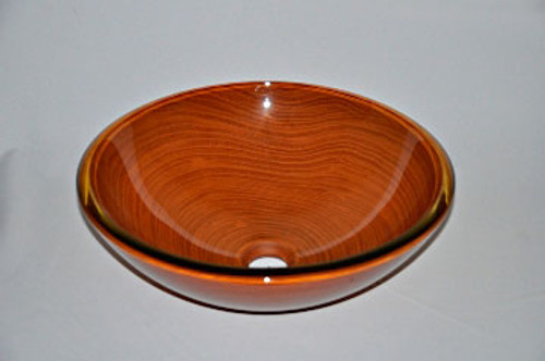 Narrow Wood Grain Glass Vessel Sink