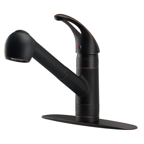 Single-Handle Kitchen Faucet With Pull-Out Spray, Oil rubbed bronze