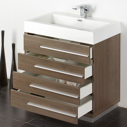 29.5 inch Gray Oak Bathroom Vanity w/ Medicine Cabinet - FVN8030GO 01