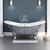 71 inch Scorched Platinum Cast Iron Double Slipper Clawfoot Tub - Buchanan With Chrome Feet and TTC463D-6 Deck Mouted Faucet