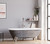 60” Scorched Platinum Finished Double Ended Cast Iron Clawfoot Bathtub with Brushed Nickel Freestanding TTC398463 Faucet & Brushed Nickel Feet - Platinum Franklin